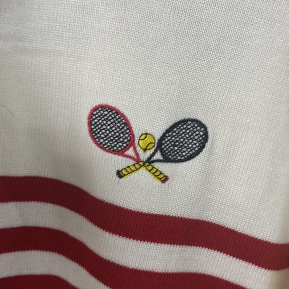 FOREVER 21 + WILSON COLLABORATION TENNIS SWEATER MULTI COLOR STRIPED SLEEVE NWT - Picture 5 of 13